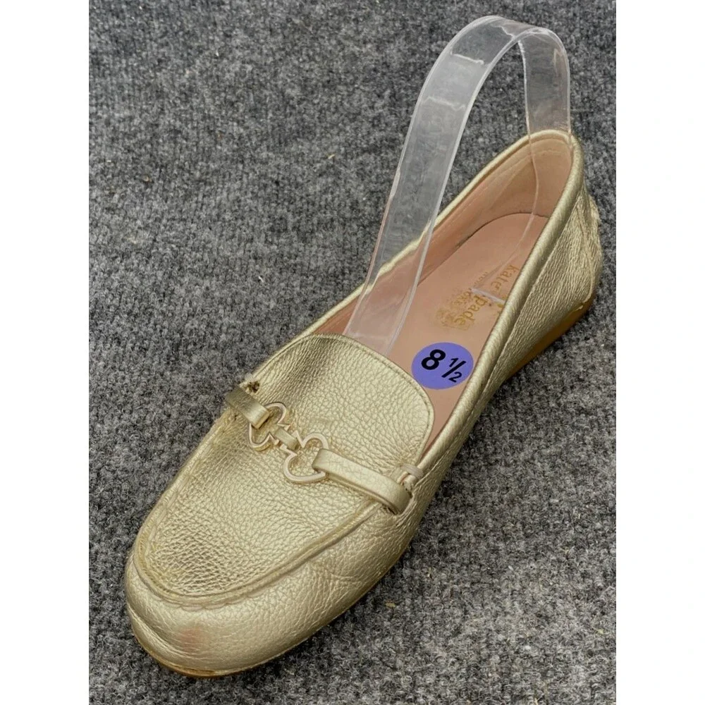 Kate Spade Bergman Gold Metallic Leather Loafers Women’s Size 8.5 Slip On Flats